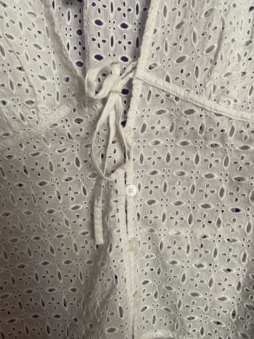 Madewell White Eyelet Tie-Front Peplum Blouse - Picture 7 of 12